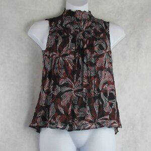 Alfani Women's Petite Smocked Neck Sleeveless Blouse Top, Rust Combo, PM